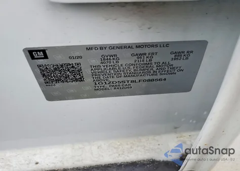 2020 Chevrolet Malibu Lt из США, поврежденный, VIN 1G1ZD5ST8LF088564